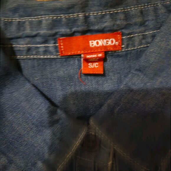 Vintage Bongo Smalll Chambray Denim Y2K Button Up Cut Out Back Ombre - Picture 4 of 8